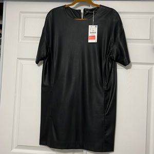 Black leather dress